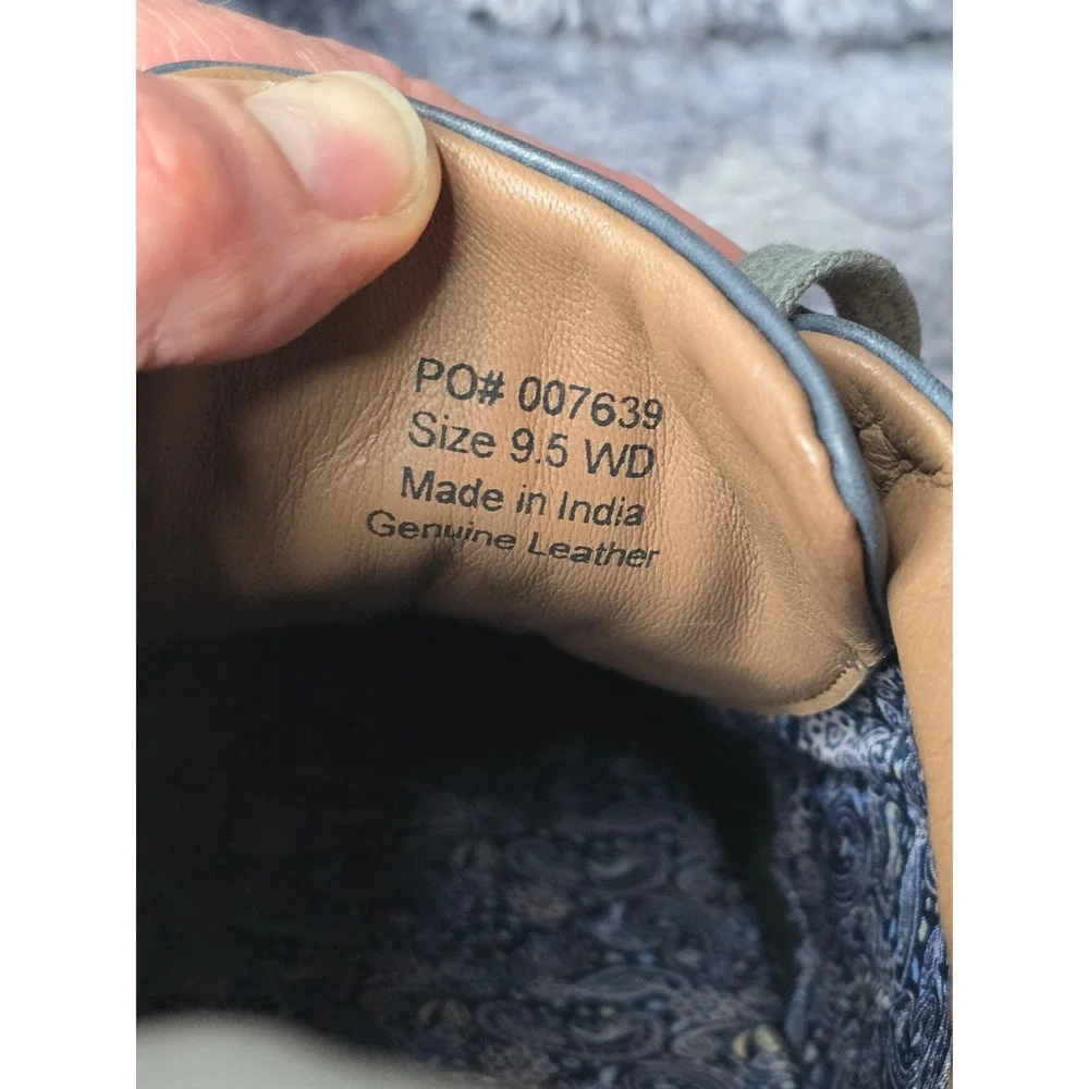 NWB‎ Thomas & Vine Fenway Wide Width Leather Sneakers Gray/Blue size 9.5